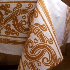 Viadurini by Marchi 1633 Tischdecken-Handbedruckte Tischdecke von hoher italienischer Handwerkskunst in Baumwolle und Leinen