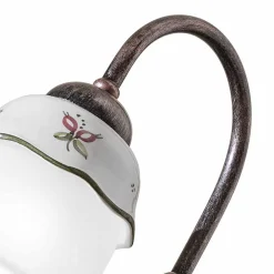 Ferroluce Vintage Tischlampen-Handbemalte Vintage Tischlampe aus Eisen, Glas und Keramik - Ferrara