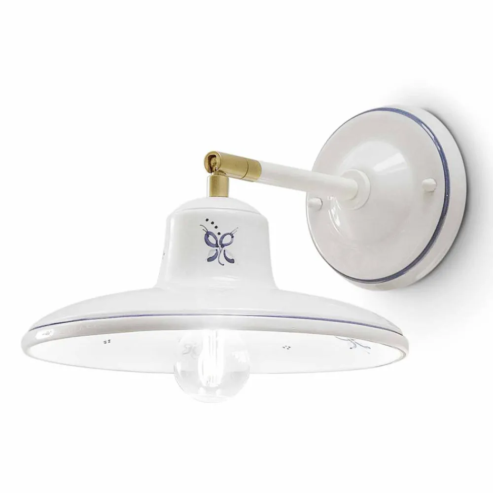Ferroluce Vintage Wandleuchten-Handbemalte Vintage Wandlampe aus Keramik - Como