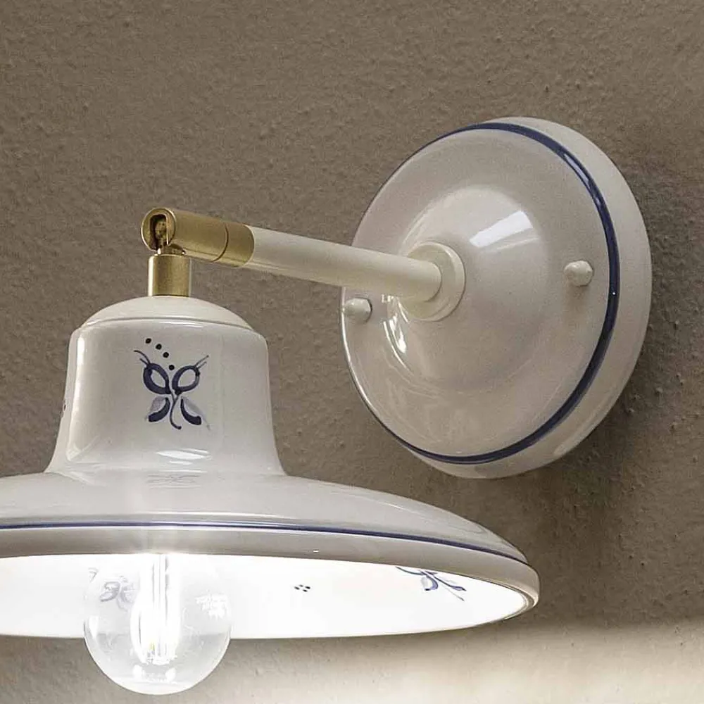 Ferroluce Vintage Wandleuchten-Handbemalte Vintage Wandlampe aus Keramik - Como