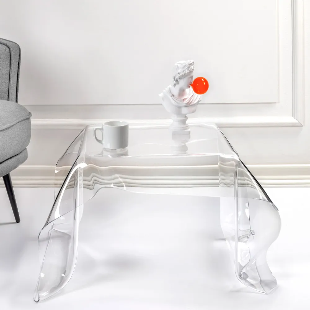 Viadurini Living Moderne Couchtische-Handbespannter Couchtisch aus Plexiglas, hergestellt in Italien – Pippo