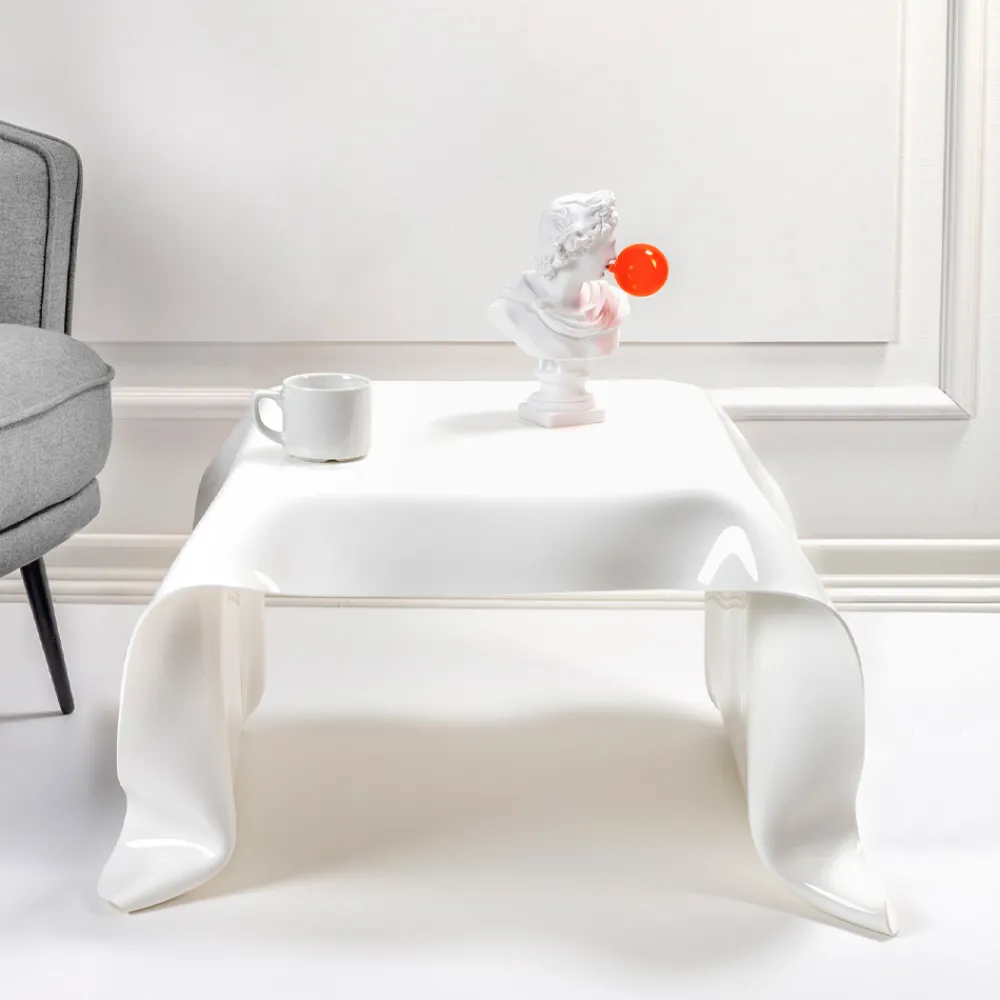 Viadurini Living Moderne Couchtische-Handbespannter Couchtisch aus Plexiglas, hergestellt in Italien – Pippo