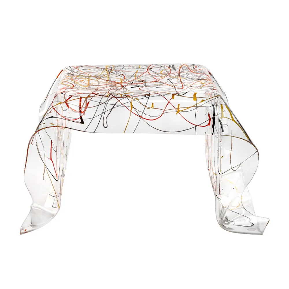 Viadurini Living Moderne Couchtische-Handbespannter Couchtisch aus Plexiglas, hergestellt in Italien – Pippo