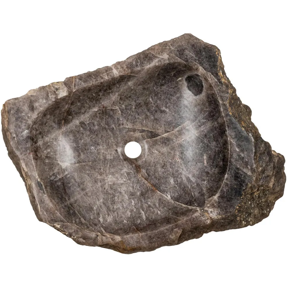 Viadurini Bathroom Steinwaschbecken-Handgearbeitetes Aufsatzwaschbecken aus Rauchquarz, Vigasio