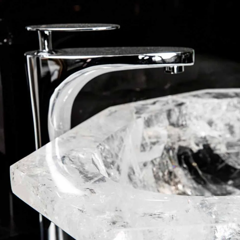 Viadurini Bathroom Steinwaschbecken-Handgearbeitetes Aufsatzwaschbecken aus Bergkristall - Falvaterra