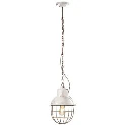 Ferroluce Pendelleuchte Industrial-Handgefertigte Hängelampe aus Eisen und Keramik mit Gitter - Industriell