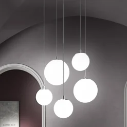 Viadurini Vetro di Venezia Murano Lampen|Moderne Pendelleuchten-Handgefertigte Hängelampe aus mundgeblasenem weißem Venedig-Glas - Schnee