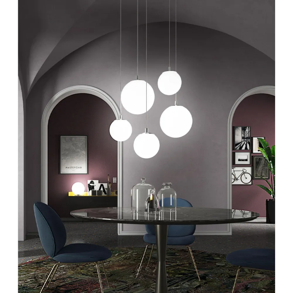 Viadurini Vetro di Venezia Murano Lampen|Moderne Pendelleuchten-Handgefertigte Hängelampe aus mundgeblasenem weißem Venedig-Glas - Schnee