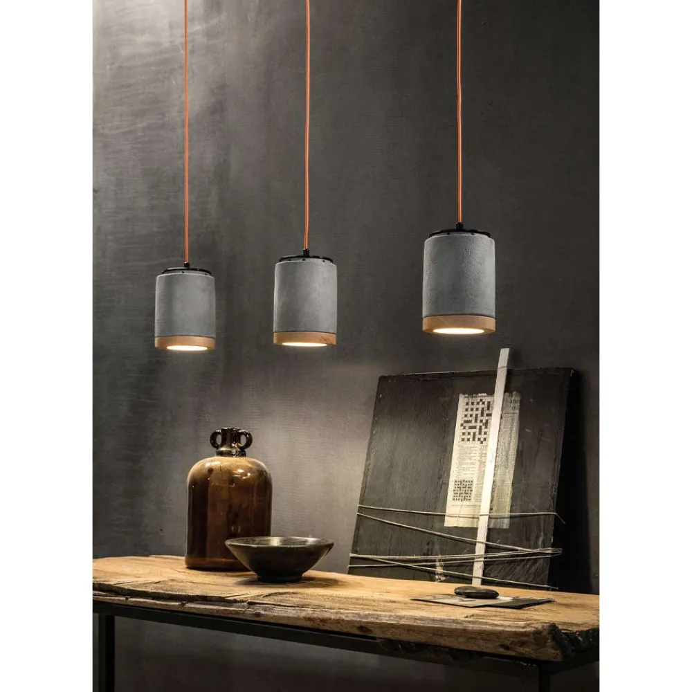 Ferroluce Pendelleuchte Industrial-Handgefertigte Hängelampe im nordischen Stil aus Holz und Keramik - Nateca