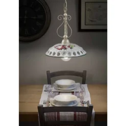 Ferroluce Pendelleuchten Vintage-Handgefertigte Keramik-Pendelleuchte mit Passanastri - Neapel