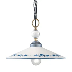 Ferroluce Pendelleuchten Vintage-Handgefertigte Pendelleuchte aus Keramik und Vintage-Eisen - Asti