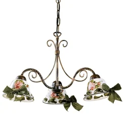 Ferroluce Vintage Kronleuchter-Handgefertigter 3- oder 5-flammiger Keramik-Kronleuchter mit Passanastri - Neapel