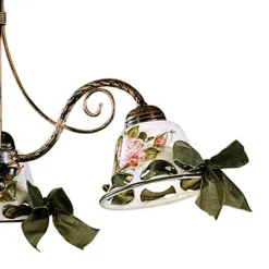 Ferroluce Vintage Kronleuchter-Handgefertigter 3- oder 5-flammiger Keramik-Kronleuchter mit Passanastri - Neapel