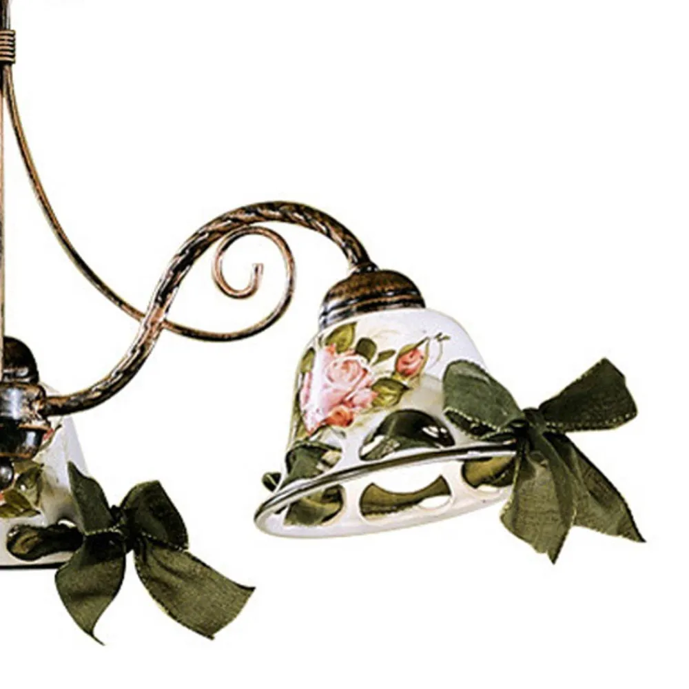 Ferroluce Vintage Kronleuchter-Handgefertigter 3- oder 5-flammiger Keramik-Kronleuchter mit Passanastri - Neapel