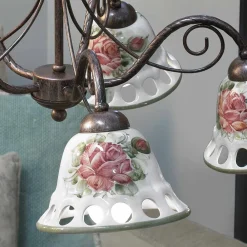 Ferroluce Vintage Kronleuchter-Handgefertigter 3- oder 5-flammiger Keramik-Kronleuchter mit Passanastri - Neapel