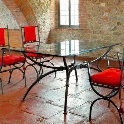 Viadurini in the Garden Gartentische Fest-Handgefertigter Esstisch mit Glasplatte Made in Italy - Principe