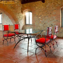 Viadurini in the Garden Gartentische Fest-Handgefertigter Esstisch mit Glasplatte Made in Italy - Principe