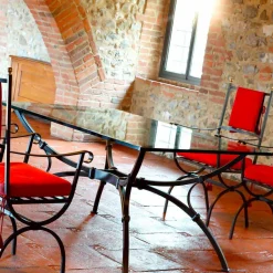 Viadurini in the Garden Gartentische Fest-Handgefertigter Esstisch mit Glasplatte Made in Italy - Principe