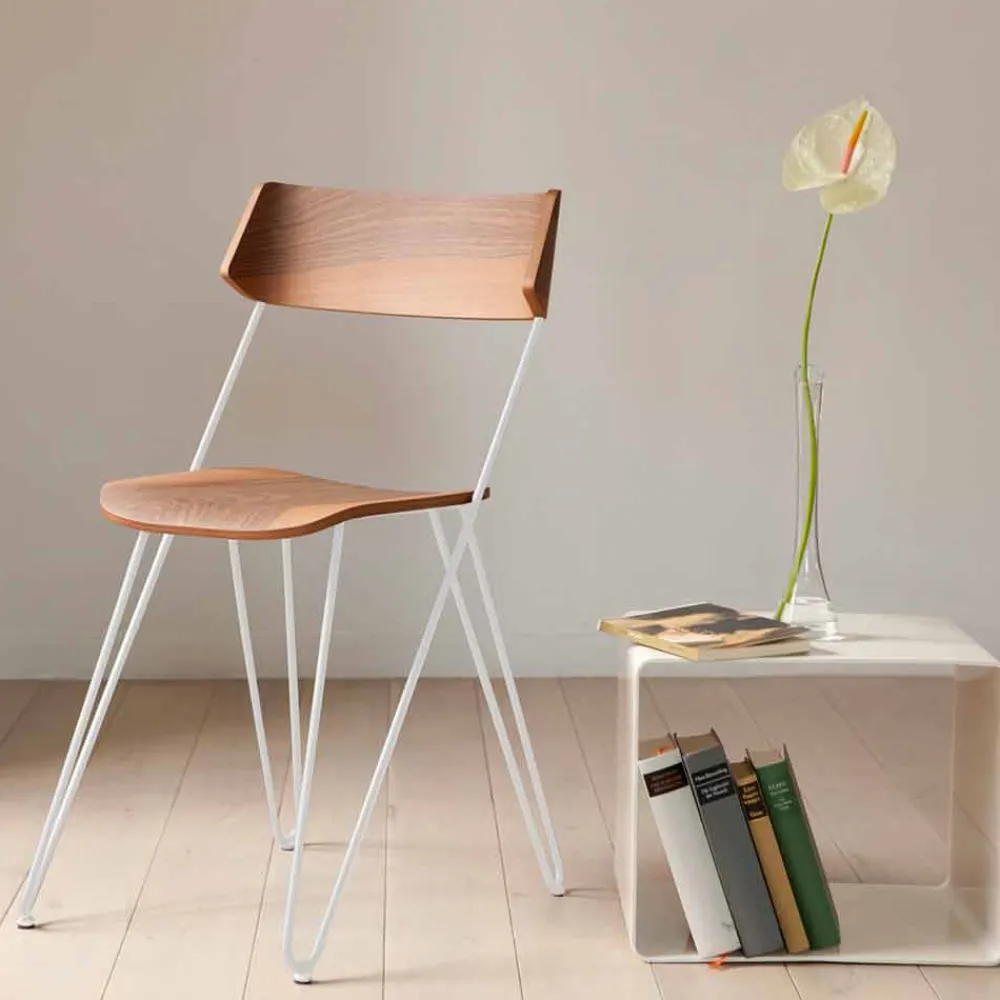 Viadurini Living Moderne Stühle-Handgefertigter Esszimmerstuhl aus Holz und Stahl Made in Italy - Valencia