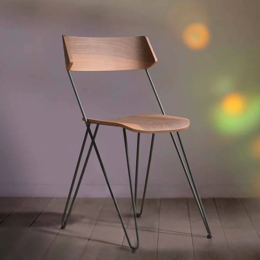 Viadurini Living Moderne Stühle-Handgefertigter Esszimmerstuhl aus Holz und Stahl Made in Italy - Valencia