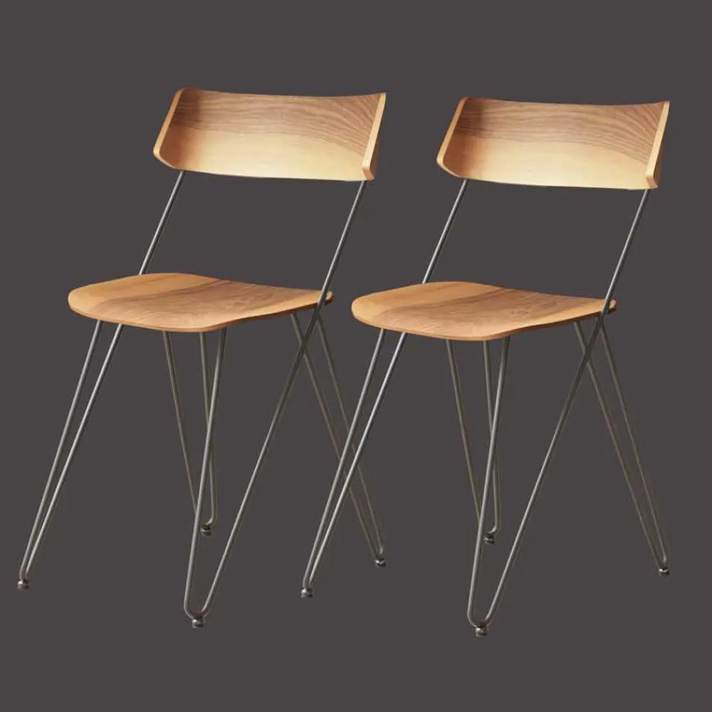 Viadurini Living Moderne Stühle-Handgefertigter Esszimmerstuhl aus Holz und Stahl Made in Italy - Valencia