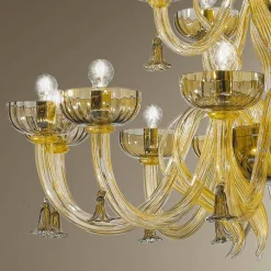 Viadurini Lighting Klassische Kronleuchter-Handgefertigter 18-flammiger Kronleuchter aus Venedig-Glas, Made in Italy - Regina