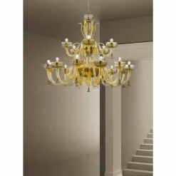 Viadurini Lighting Klassische Kronleuchter-Handgefertigter 18-flammiger Kronleuchter aus Venedig-Glas, Made in Italy - Regina
