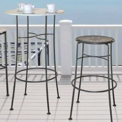 Viadurini in the Garden Outdoor Hocker-Handgefertigter Gartenhocker aus Eisen mit Fußstütze Made in Italy - Sireo