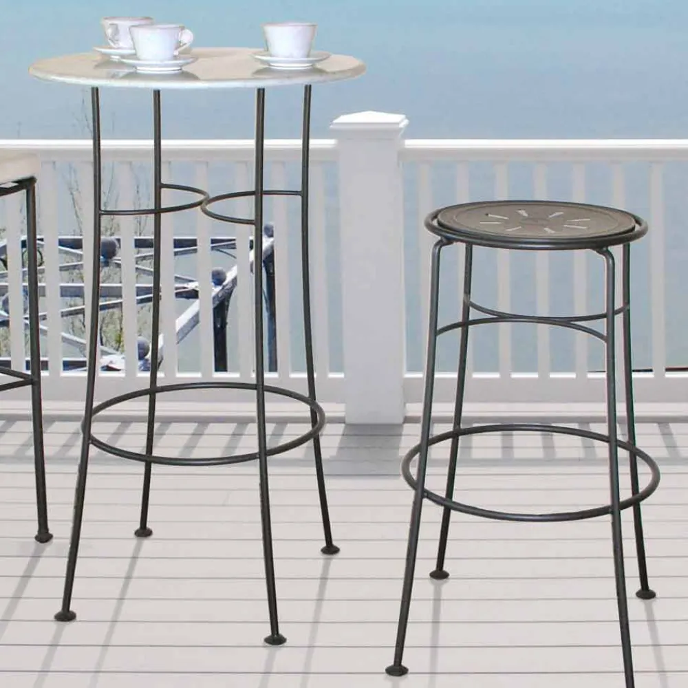 Viadurini in the Garden Outdoor Hocker-Handgefertigter Gartenhocker aus Eisen mit Fußstütze Made in Italy - Sireo