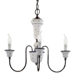 Ferroluce Vintage Kronleuchter-Handgefertigter Kronleuchter aus Keramik und antikem Messing – Sanremo