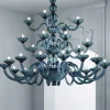 Viadurini Lighting Klassische Kronleuchter-Handgefertigter Kronleuchter 28 Lichter aus blauem venezianischem Glas und Metall - Foscarino