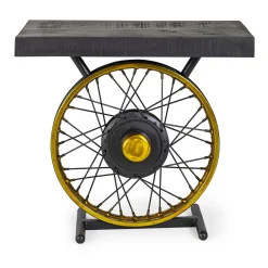 Viadurini Living Moderne Couchtische-Handgefertigter und industrieller Couchtisch aus Stahl und Mangoholz - Corvino