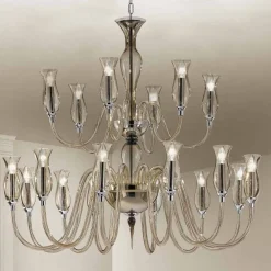 Viadurini Lighting Klassische Kronleuchter-Handgefertigter Venedig Glas Kronleuchter mit 18 Leuchten Made in Italy - Vittoria