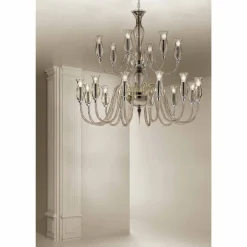 Viadurini Lighting Klassische Kronleuchter-Handgefertigter Venedig Glas Kronleuchter mit 18 Leuchten Made in Italy - Vittoria
