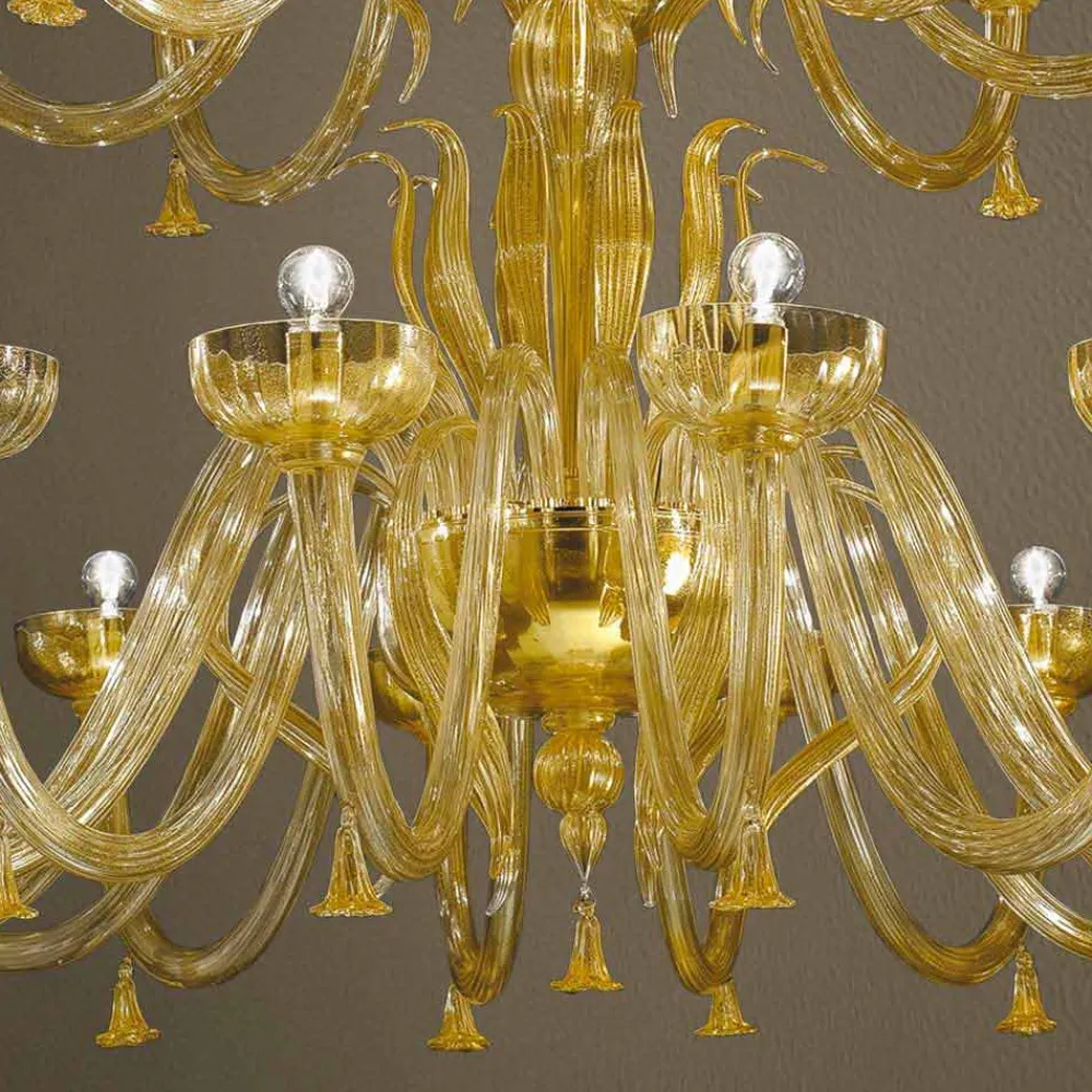 Viadurini Lighting Klassische Kronleuchter-Handgefertigter venezianischer Kronleuchter aus Glas und Gold mit 28 Lichtern Made in Italy - Regina