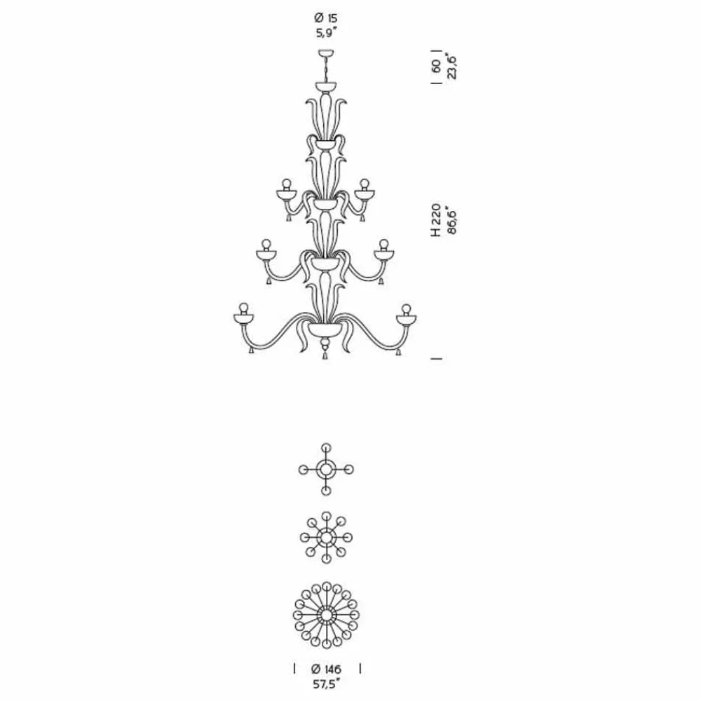 Viadurini Lighting Klassische Kronleuchter-Handgefertigter venezianischer Kronleuchter aus Glas und Gold mit 28 Lichtern Made in Italy - Regina