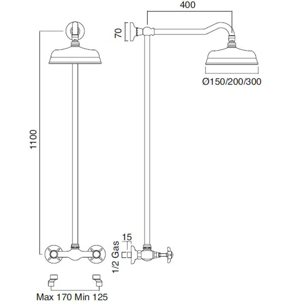Viadurini Taps Duschsäulen-Handgefertigtes Messing-Duschkopfset im klassischen Stil - Miriano