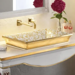 Viadurini Bathroom Waschbecken Aus Fire Clay-Handgegossenes Waschbecken aus Schamotteton mit farbenfrohen Verzierungen, hergestellt in Italien – Aulente