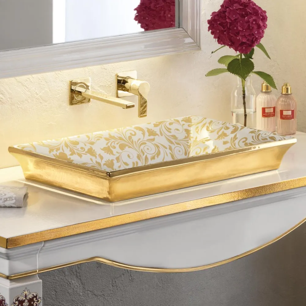 Viadurini Bathroom Waschbecken Aus Fire Clay-Handgegossenes Waschbecken aus Schamotteton mit farbenfrohen Verzierungen, hergestellt in Italien – Aulente