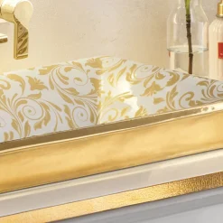 Viadurini Bathroom Waschbecken Aus Fire Clay-Handgegossenes Waschbecken aus Schamotteton mit farbenfrohen Verzierungen, hergestellt in Italien – Aulente