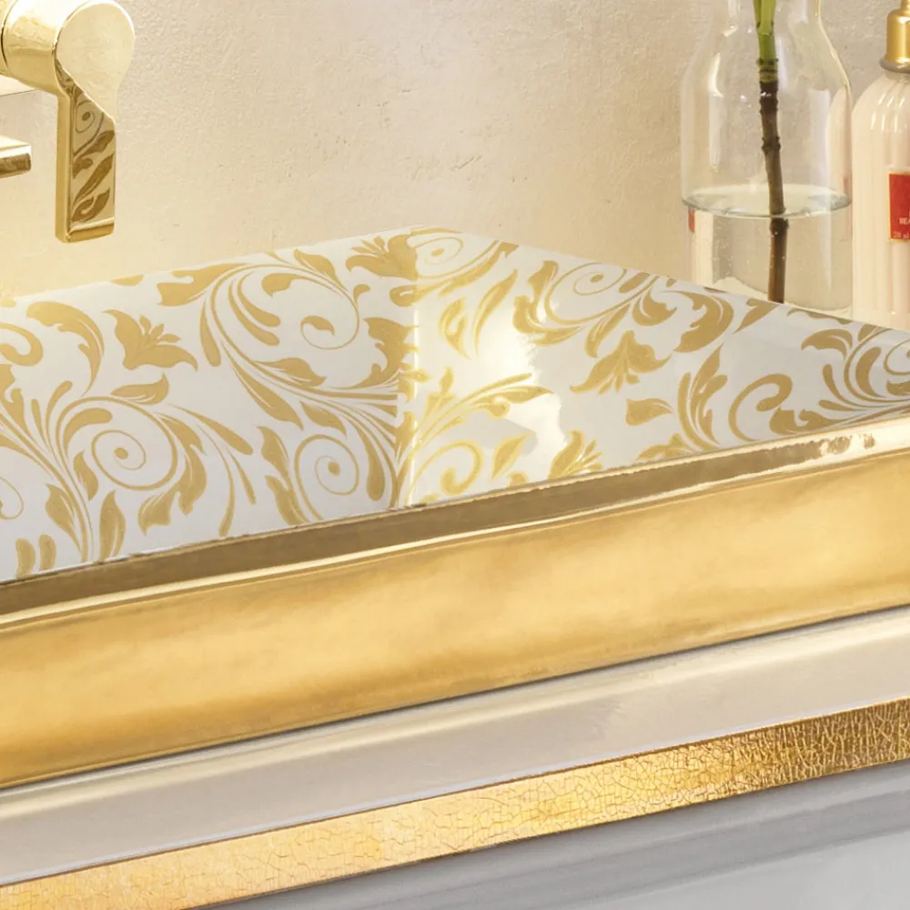 Viadurini Bathroom Waschbecken Aus Fire Clay-Handgegossenes Waschbecken aus Schamotteton mit farbenfrohen Verzierungen, hergestellt in Italien – Aulente