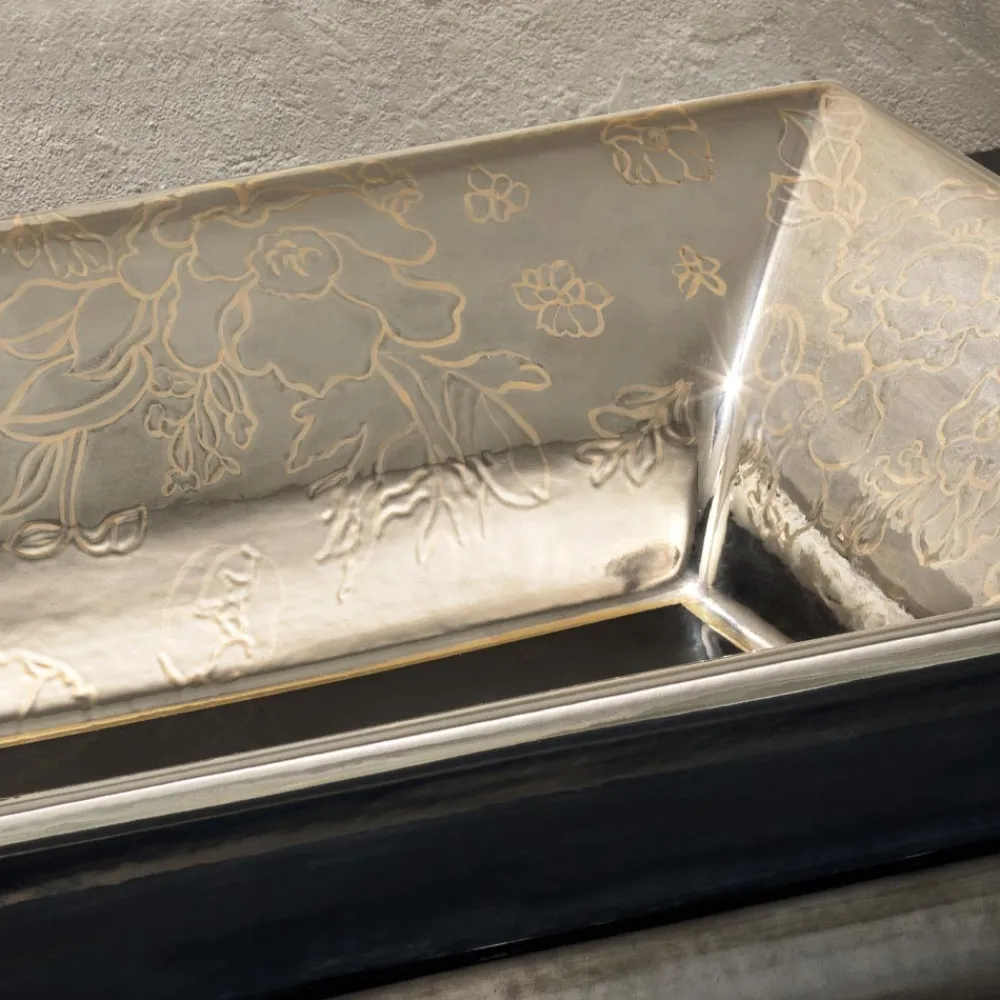 Viadurini Bathroom Waschbecken Aus Fire Clay-Handgegossenes Waschbecken aus Schamotteton mit farbenfrohen Verzierungen, hergestellt in Italien – Aulente