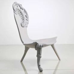 Viadurini Living Klassische Sessel-Handgeschnitzter Thron aus grauem massivem Eichenholz, Design, Leon