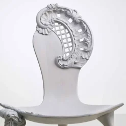 Viadurini Living Klassische Sessel-Handgeschnitzter Thron aus grauem massivem Eichenholz, Design, Leon