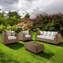 Viadurini in the Garden Garten Lounge Set-Handgewebtes Gartenset aus Polyrattan – Charlie