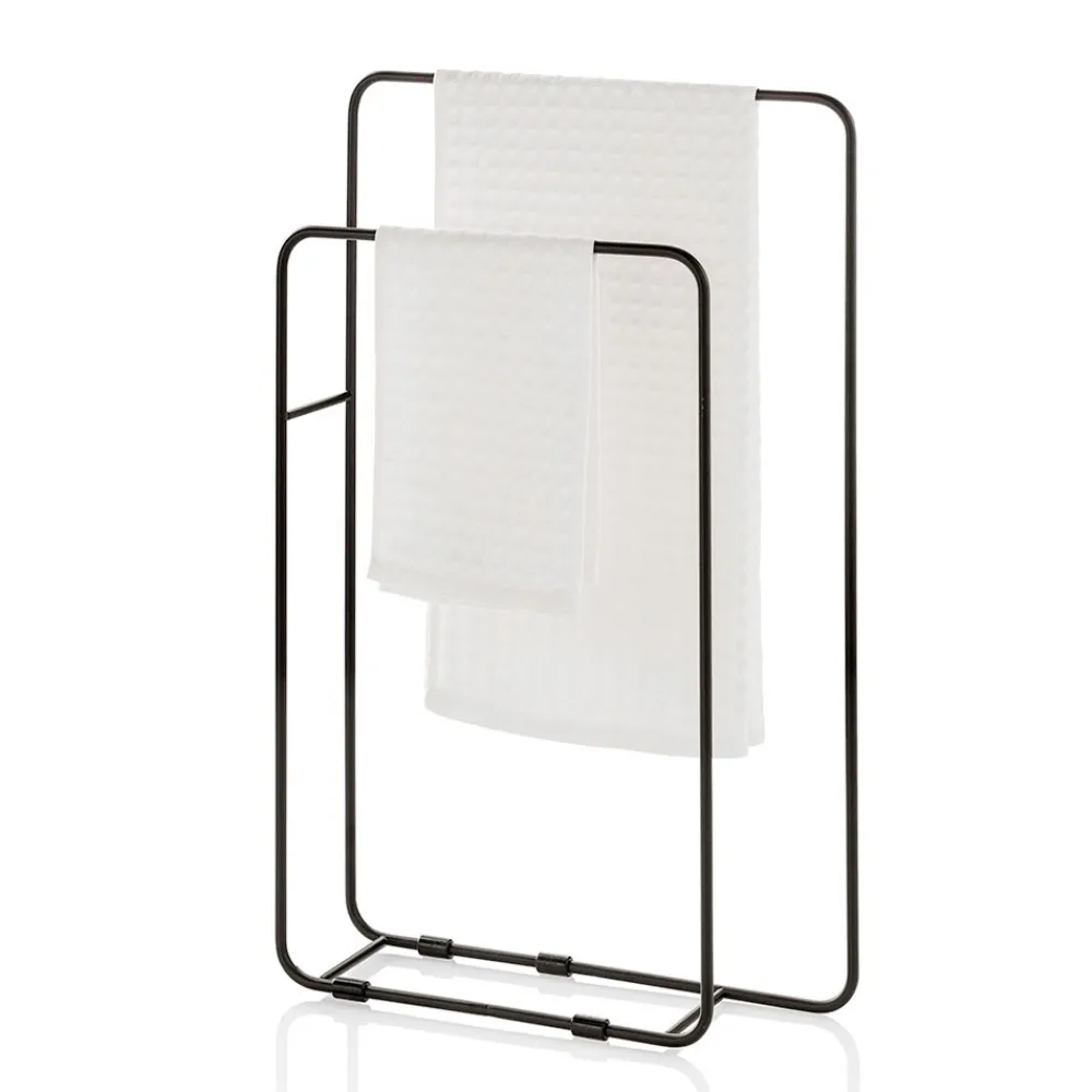 Viadurini Bathroom Badetuchhalter-Handtuchhalter aus mattschwarzem Metall - Meme