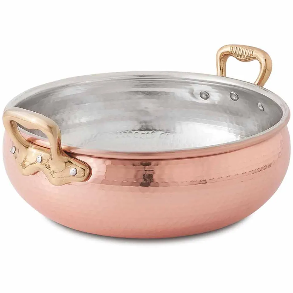 Viadurini Kitchen Kochgeschirr-Handverzinkter Kupfer-Gemüsetopf mit 2 Griffen Made in Italy 16 cm - Gianmaria