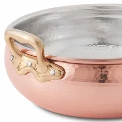 Viadurini Kitchen Kochgeschirr-Handverzinkter Kupfer-Gemüsetopf mit 2 Griffen Made in Italy 16 cm - Gianmaria