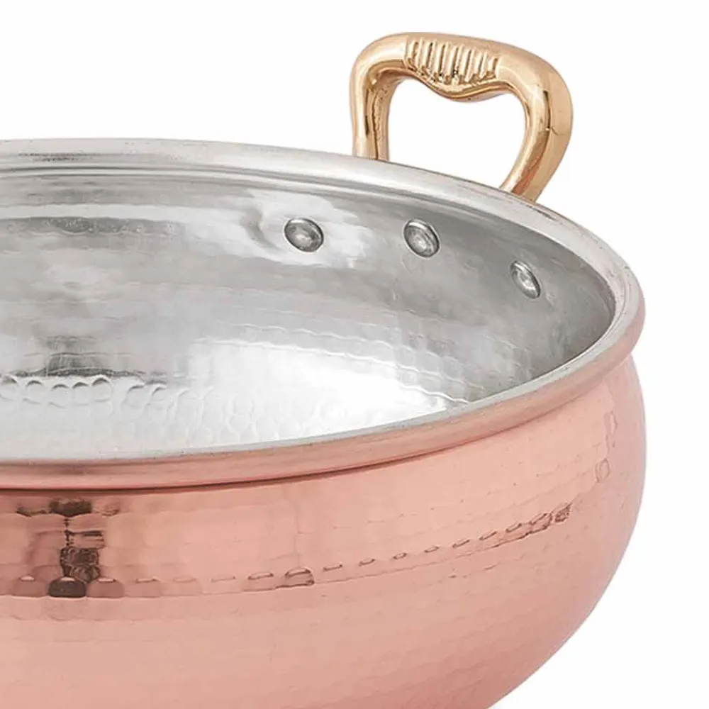 Viadurini Kitchen Kochgeschirr-Handverzinkter Kupfer-Gemüsetopf mit 2 Griffen Made in Italy 16 cm - Gianmaria