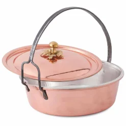 Viadurini Kitchen Kochgeschirr-Handverzinnte Kupferkasserolle, Deckel und gewölbter Griff 26 cm - MariaG